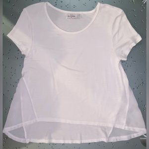 Abercrombie Kids Girls White Sheer Sides High Low Tee Shirt Blouse Size 11 / 12